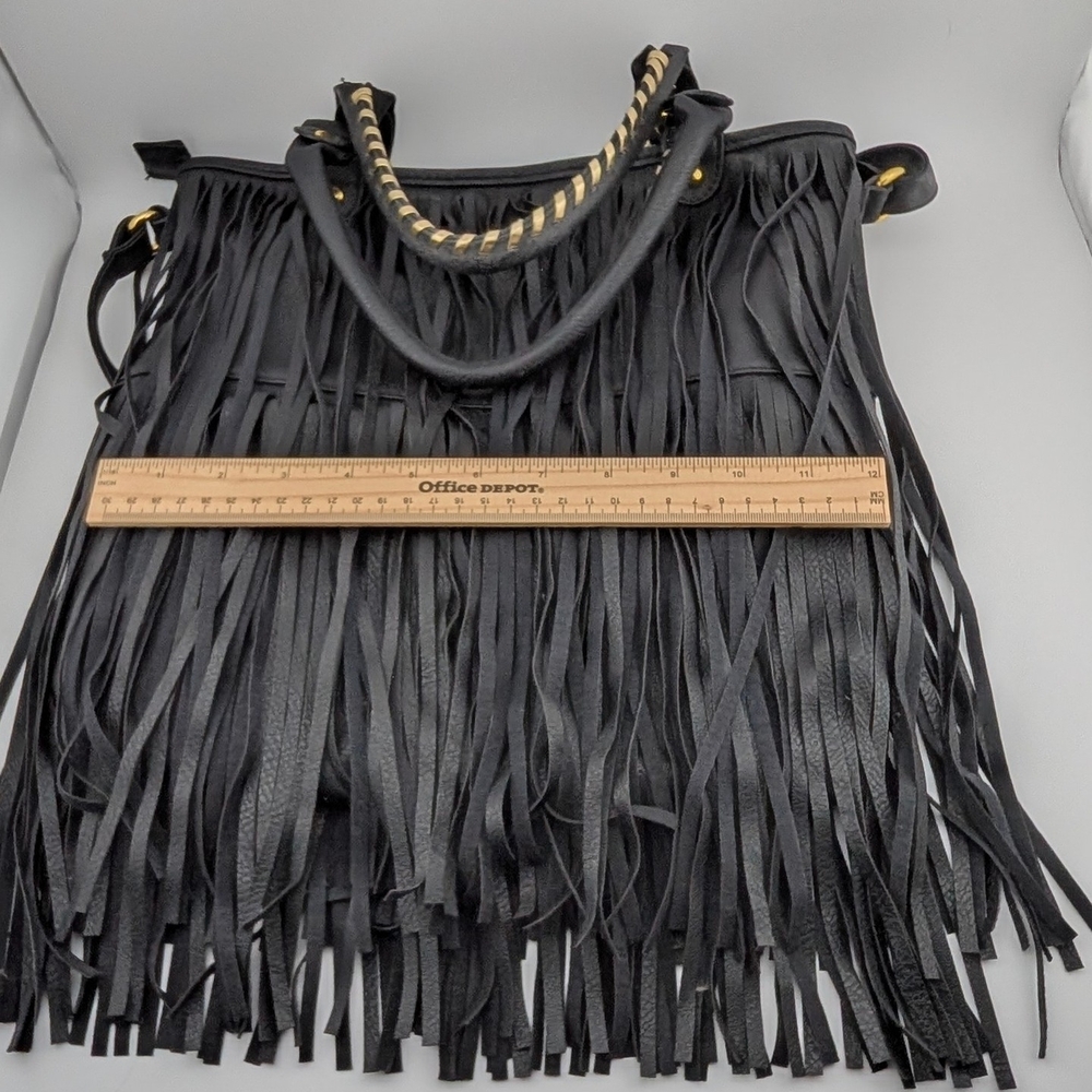 Black Fringe Tote Bag - Picture 3 of 5